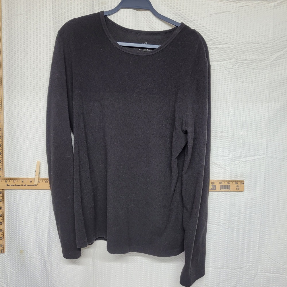 Cuddl Duds Flex Fleece Warm Stretch Black Long Sleeve Top XL